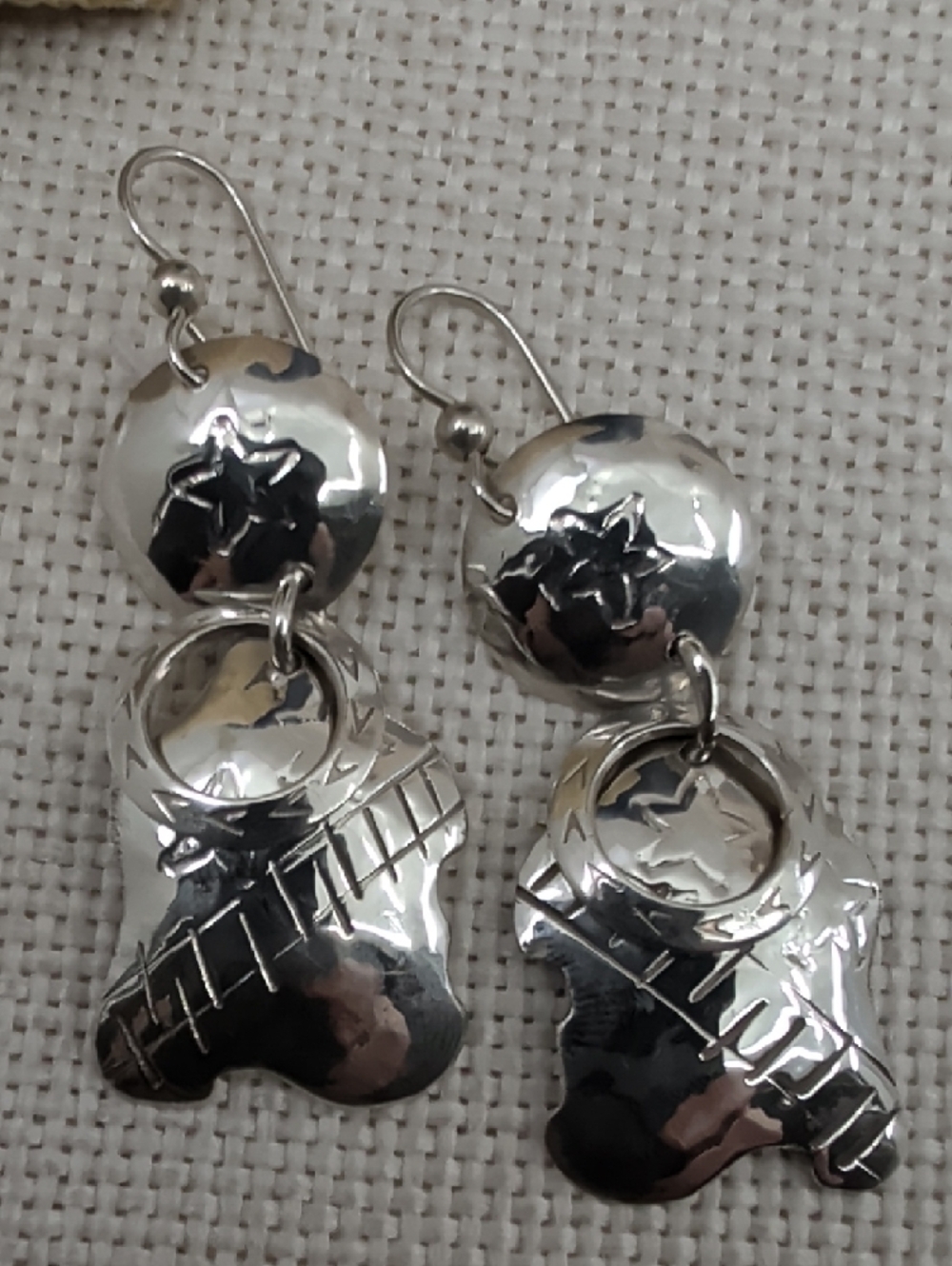 Handmade Sterling Silver Starfish Organic Dangle Earrings Florida Keys Artisan